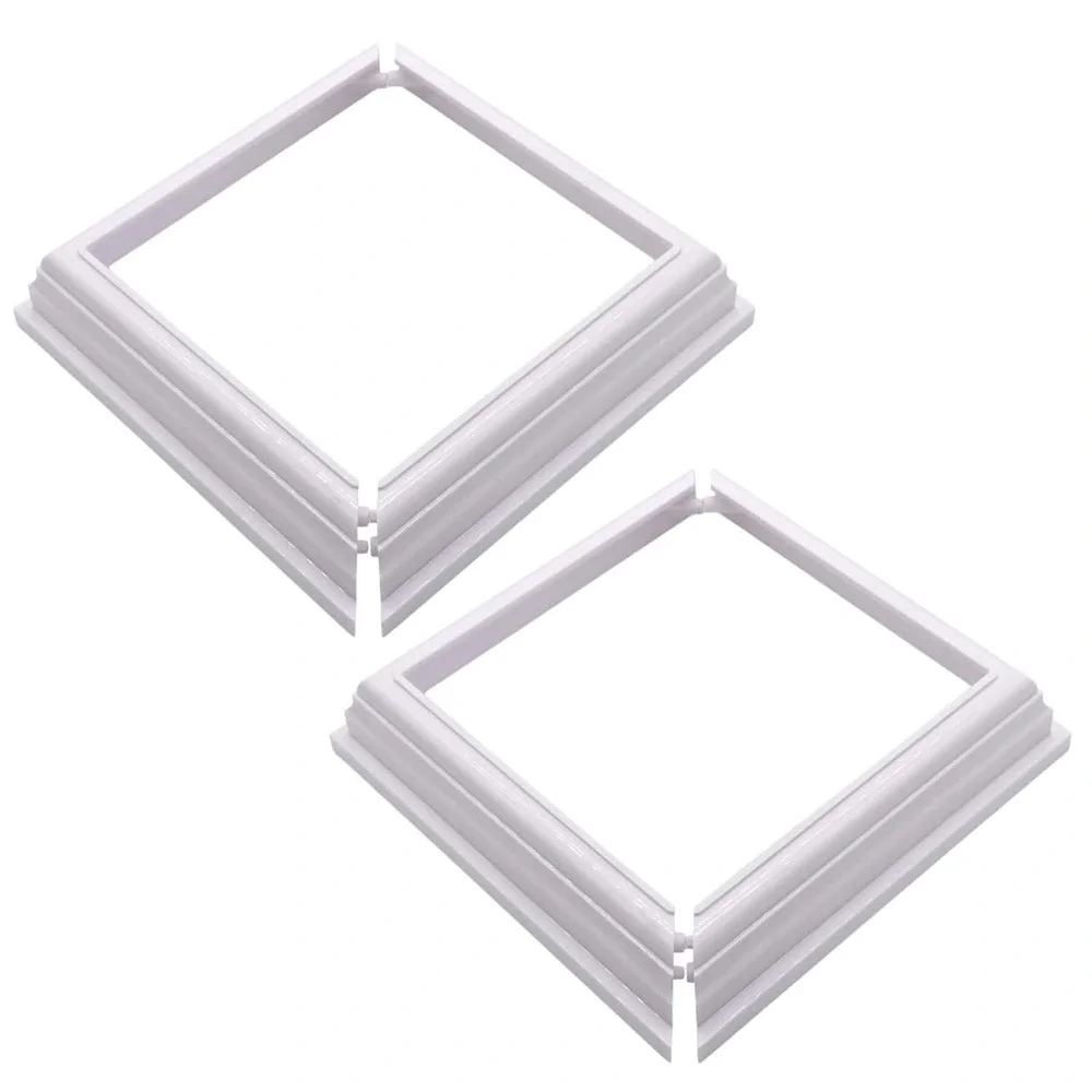 True 4 * 4Inch 2 Packs Split Style Vinyl Fence Post Skirt/White Color PVC Post